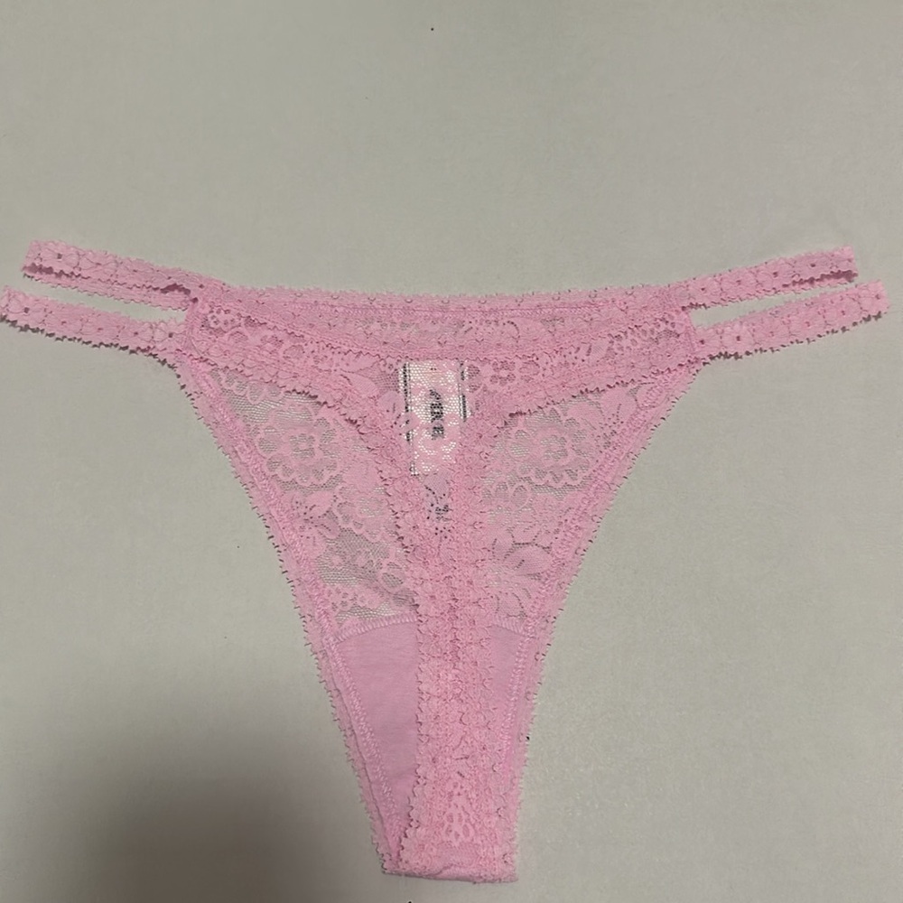 ✨💕NWT Victoria's Secret PINK Wink Charmed Fruit Strappy Thong Panty L Lace Pink💕 - Picture 16 of 16